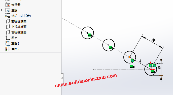SolidWorks草图怎么沿自己画的斜线线性阵列?