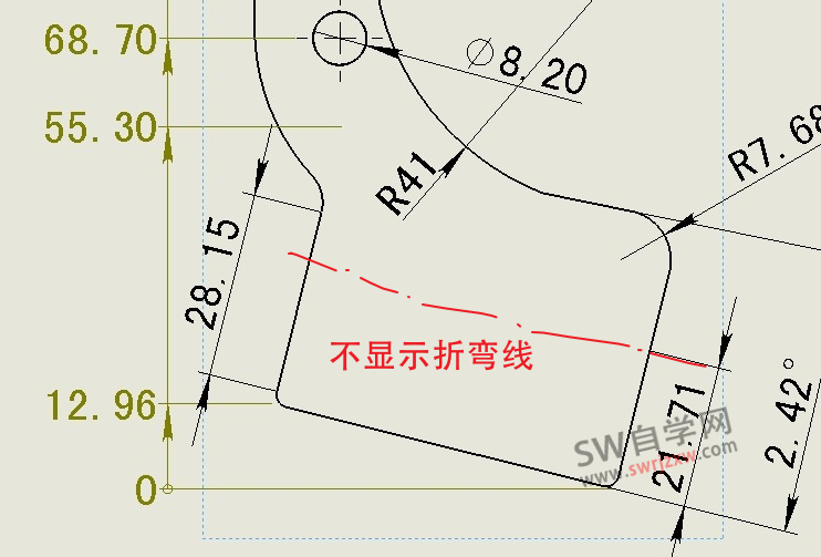 SolidWorks工程图折弯线不显示怎么办?