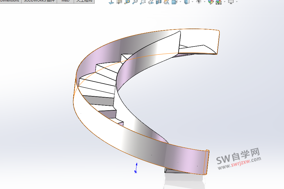 SolidWorks螺旋楼梯建模视频教程-学员定制