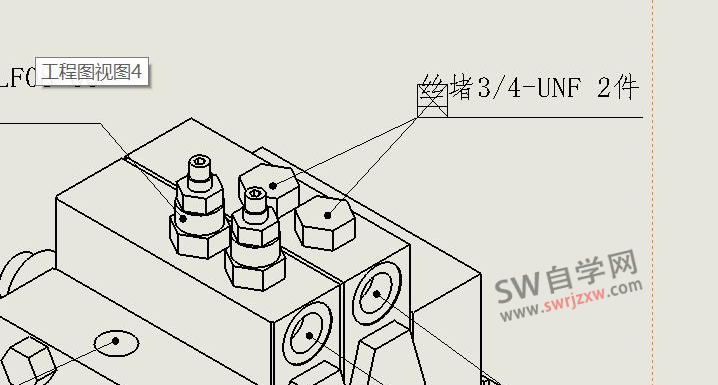 SolidWorks注释线如何标记指向多个零件?