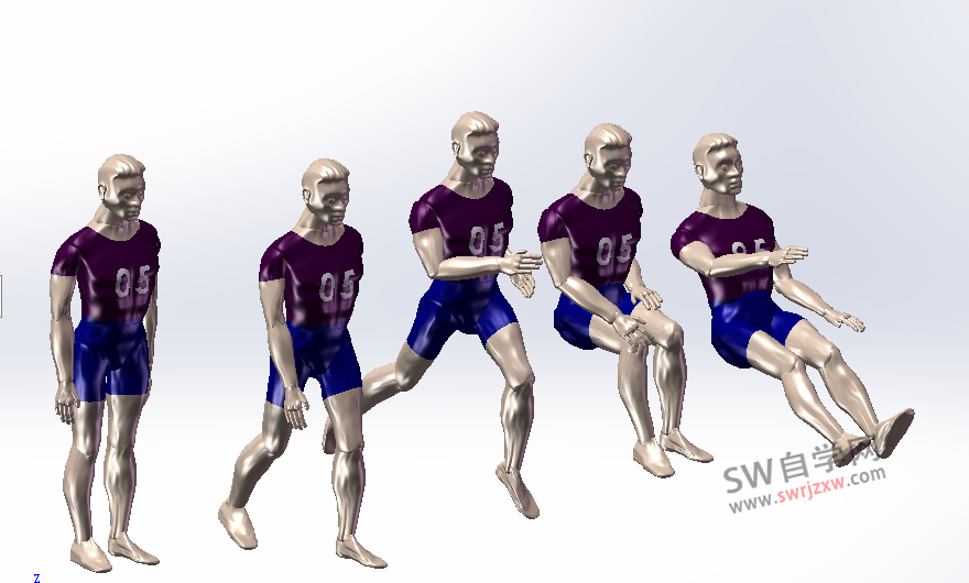 SolidWorks人体模型下载之男士站走跑做模型都有