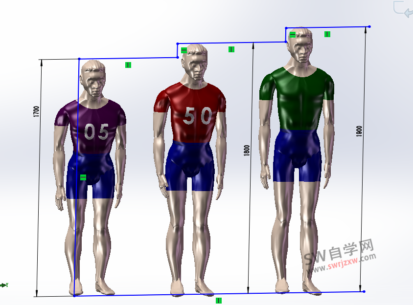 SolidWorks人体模型下载之男士站走跑做模型都有