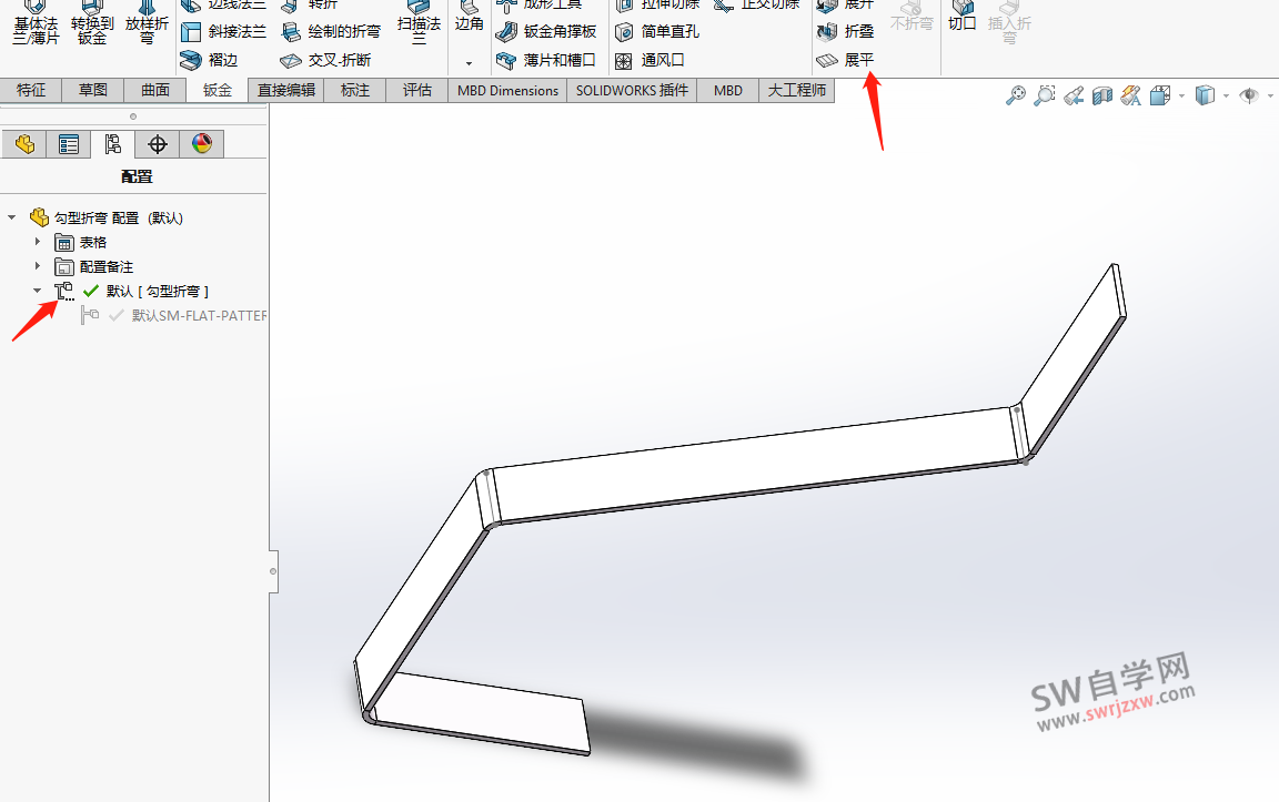 SolidWorks工程图钣金平板型式展不开的解决方法