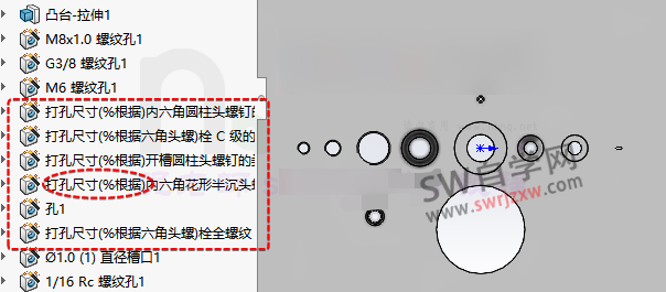 SolidWorks打孔尺寸(%根据)六角头乱码怎么解决?