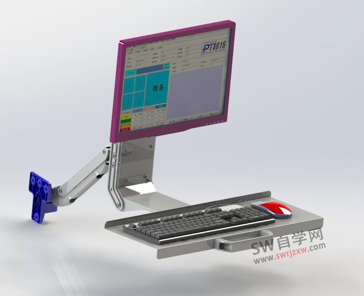 SolidWorks工业显示器支架套组模型下载