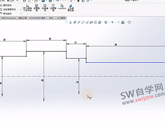 SolidWorks旋转草图标注直径的方法