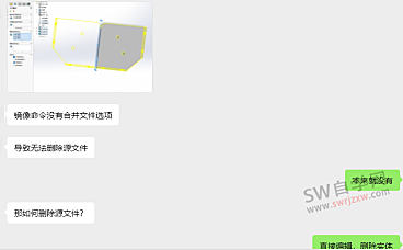 SolidWorks镜像后怎么把原来的本体删掉?