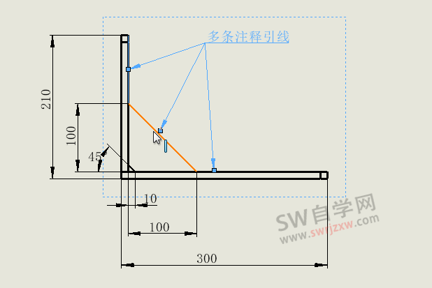 SolidWorks注释怎么引出多个箭头？