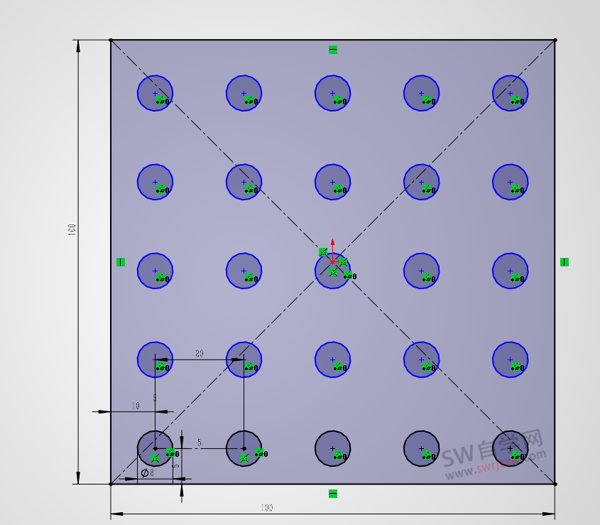 SolidWorks线性阵列后欠定义什么原因?如何自动完全定义?