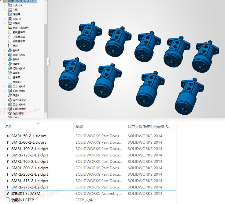 BMRL花键液压马达模型下载|SolidWorks模型下载