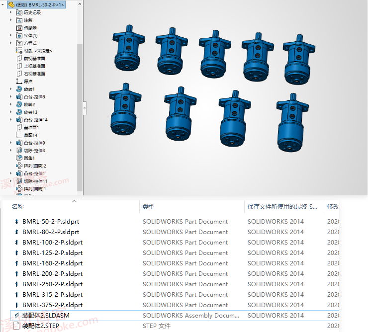 BMRL平键型液压马达模型下载|SolidWorks模型下载