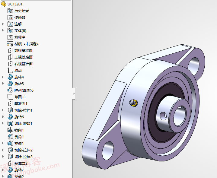 UCFL200系列带菱形座轴承模型库下载